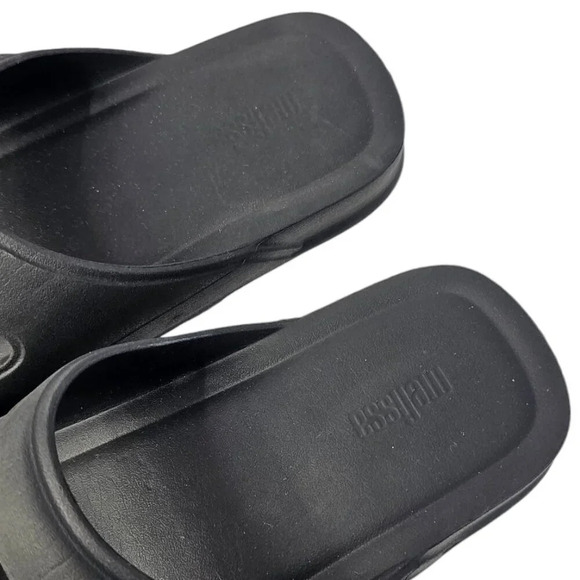 Melissa Womens Square Slides Size 10 Black Slip On Pool Summer Travel - Picture 2 of 6
